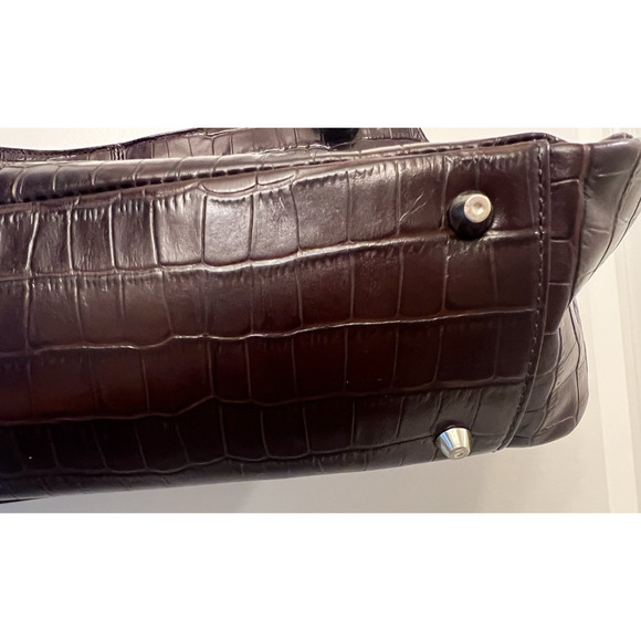 MAXX NEW YORK Designer Women's VTG Burgundy Red Croc Leather Shoulder Handbag - Picture 3 of 11